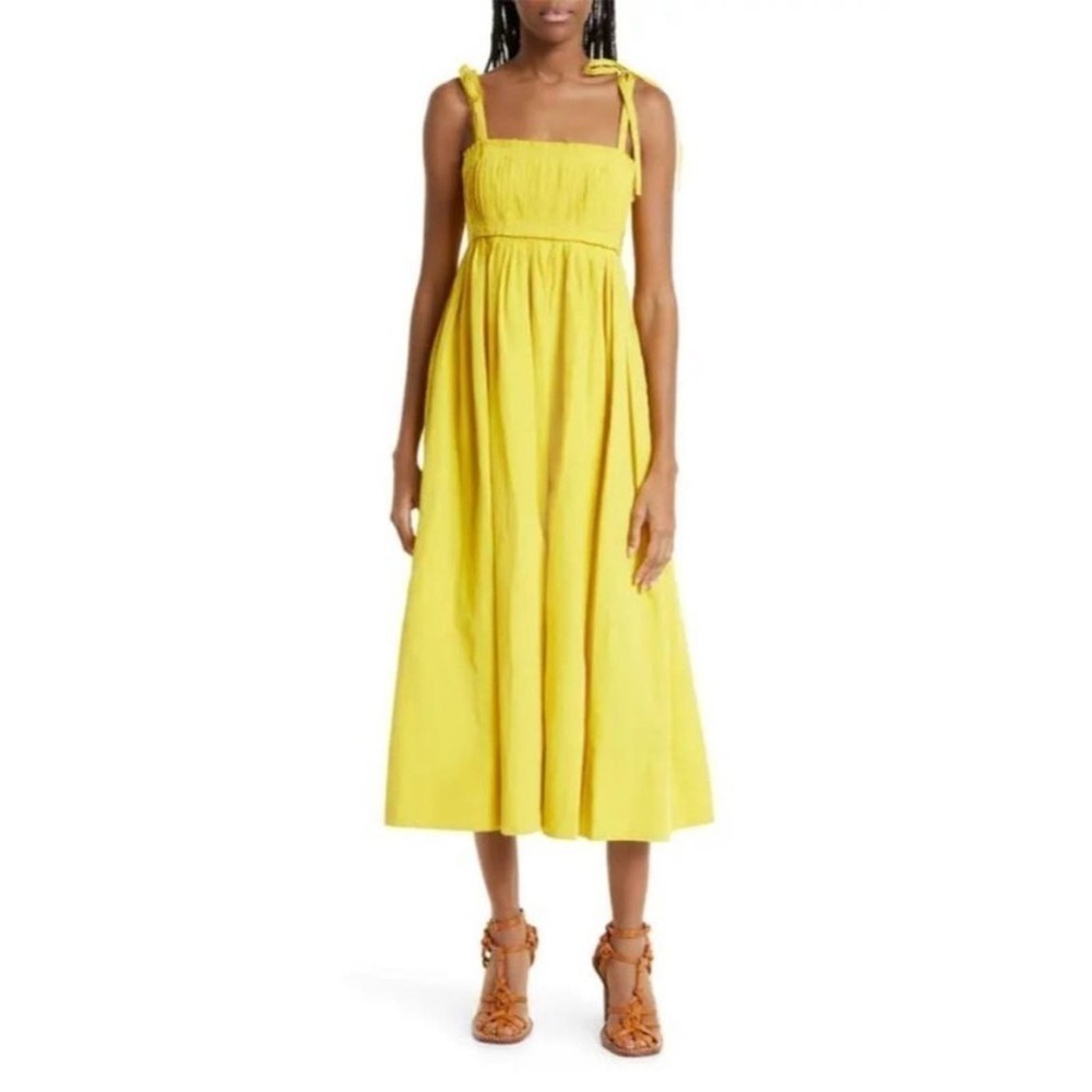 Ulla Johnson Laetitia Tie Strap Cotton & Linen Blend Dress in Sunsprite Yellow